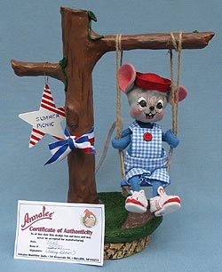 Annalee 6" Patriotic Mouse on Swing - Mint - Prototype - 025302