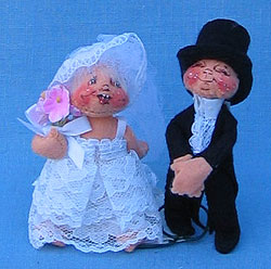 Annalee 3" Bride & Groom Wedding Cake Topper - Mint - 030687ooxx
