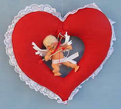 Annalee 15" Heart Mobile with 7" Cupid - Closed Eyes - Mint - 033084xo