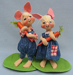 Annalee 7" Country Boy & Girl Bunny - Excellent - 0625-0617-97a
