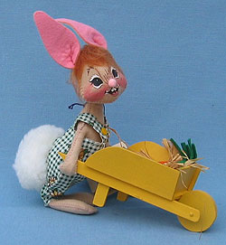 Annalee 7" Country Boy Bunny with Wheelbarrow - Mint - 062596