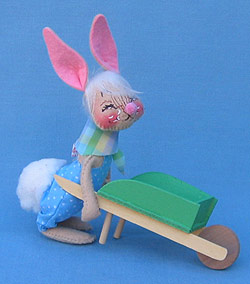 Annalee 7" Country Boy Bunny with Wheelbarrow - Mint - 064585