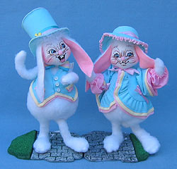 Annalee 10" Dress Up Mr & Mrs Bunny on Resin Bases - Mint - 0655-065303