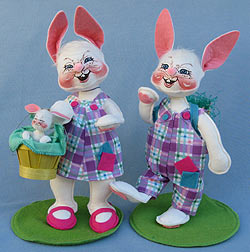 Annalee 10" Easter Egg Hunt Dad and Mom Bunny with Baby - Near Mint - 0657-066698a