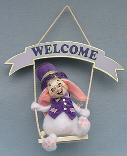 Annalee 12" Swing Seat Boy Bunny Welcome Hanger - Excellent - 066903a