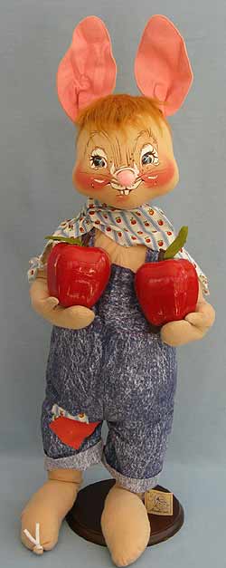 Annalee 30" Country Boy Bunny with Apples - Mint - 082095oxt