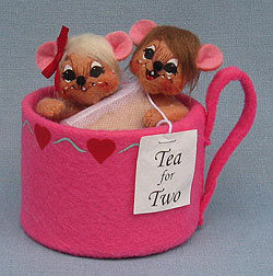 Annalee 3" Tea for Two Mice in Teacup 2014 - Mint - 100114