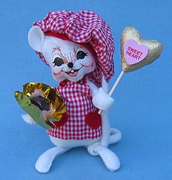 Annalee 6" Valentine Chef Mouse Holding Heart Lollipop - Mint - 101408