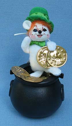 Annalee 3" Pot of Gold Mouse with Coins - Mint - 150011