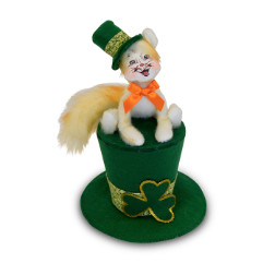 Annalee 4" Leprechaun Kitty Cat on Hat 2018 - Mint - 150118