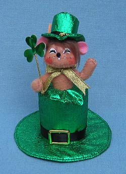 Annalee 3" Leprechaun Mouse in Hat - Mint - 150209