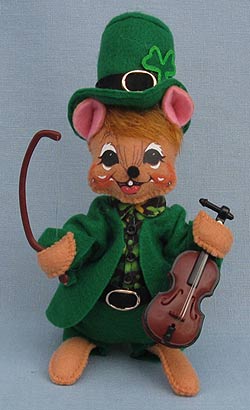 Annalee 6" St. Patrick's Boy Mouse with Fiddle 2017 - Mint - 150417