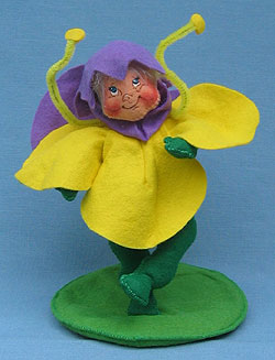 Annalee 7" Yellow Flower Kid with Stand - Mint / Near Mint - 159893ox