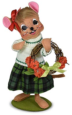 Annalee 8" Irish Wreath Girl Mouse 2023 - Mint - 161023