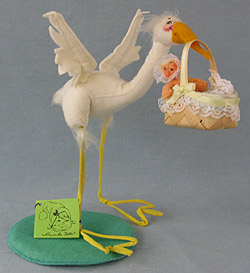 Annalee 10" Stork with 3" Baby in Basket - Mint - 195888ooh