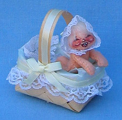Annalee 3" Baby in Basket - Near Mint - 196087xo Annalee 3" Baby in Basket - Near Mint - 196087xo