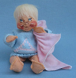 Annalee 7" Baby with Pink Blanket & Blue Sweater - Mint - 196287blueox