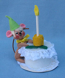 Annalee 3" Birthday Mouse with Green Conical Hat - Mint - 199196