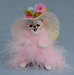 Annalee 5" Easter Bonnet Mouse with Boa 2017 - Mint - 200717