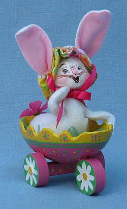 Annalee 5" Girl Bunny in Egg Cart - Mint - 201011