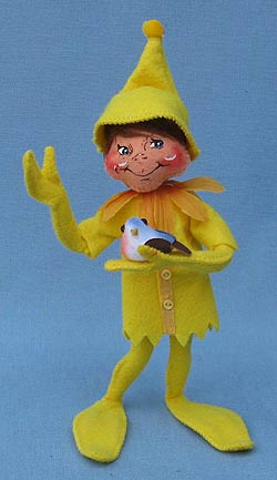 Annalee 9" Yellow Spring Elf Holding Bird - Mint - 201510