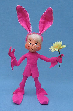 Annalee 10" Pink Bunny Elf with Flower - Mint - 201909