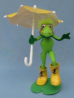 Annalee 10" Puddle Jumper Frog with Umbrella - Mint - 202010