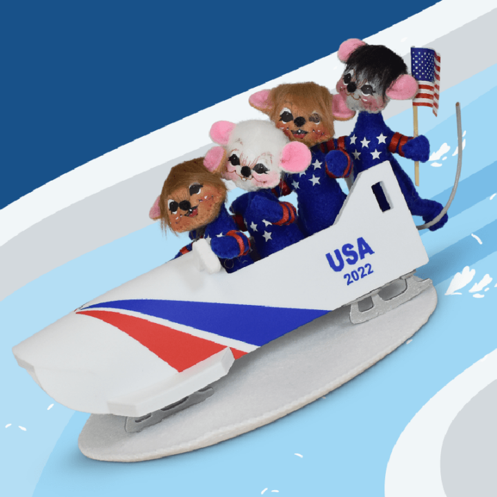 Annalee 5" Olympic Dreams Bobsledding Mice AIA 20220- Mint - 852222