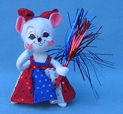 Annalee 6" Patriotic Girl Mouse - Mint - 204306oxt