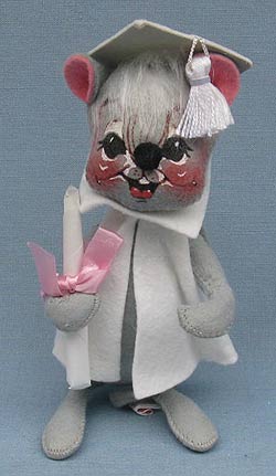 Annalee 7" Graduation Mouse in White - Mint / Near Mint - 209580