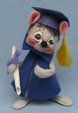 Annalee 7" Graduation Mouse in Blue - Excellent - 210580c