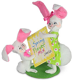 Annalee 5" Flower Planting Bunny Friends 2021 - Mint - 210621