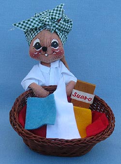 Annalee 7" Laundry Day Housewife Mouse with Basket - Mint - 213596oxt