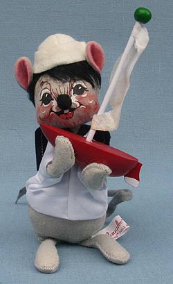 Annalee 7" Boating Mouse - Excellent - Signed - 232086s