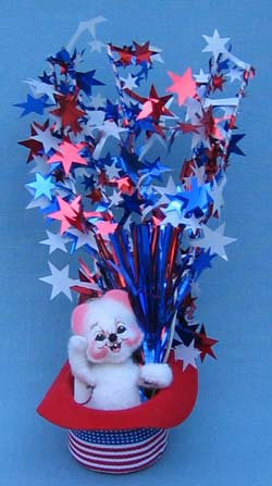 Annalee 3" Fourth of July Mouse Ornament - Open Eyes - Mint - 237402