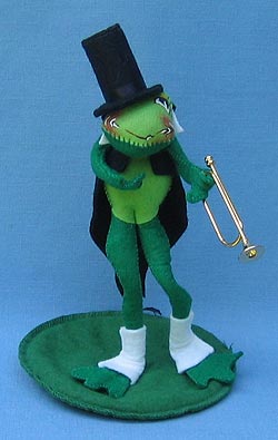 Annalee 10" Frog in Top Hat with Tails and Brass Bugle - Mint - 240087bug