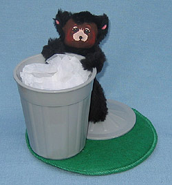 Annalee 4" Curious Bear Cub in Trash Can - Mint - 244102