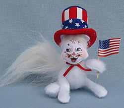 Annalee 4" Uncle Sam Kitty Cat Waving Flag 2017 - Mint - 250017