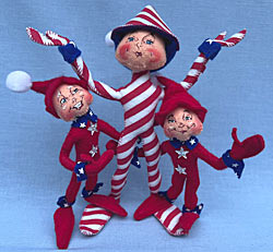 Annalee 5" & 9"  Red Patriotic Elves - Mint -250408-242807