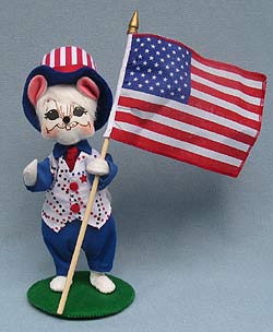 Annalee 9" Yankee Doodle Boy Mouse Holding 11" Flag 2014 - Mint - 250514