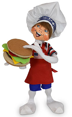 Annalee 12" Patriotic Hamburger Chef Elf 2020 - Mint - 260820