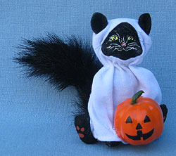 Annalee 4" Ghost Kitty Cat with Pumpkin - Mint - 300512