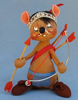 Annalee 7" Indian Boy Mouse with Bow and Arrow - Mint - Signed - 309085sxxt