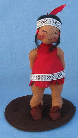 Annalee 7" Indian Girl with Brown Base - Mint - Signed - 315292xxs