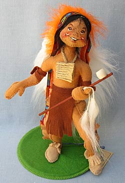 Annalee 10" Indian Chief in Brown Holding Peace Pipe - Mint - 316895
