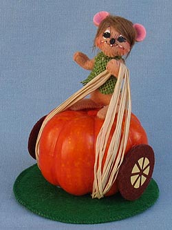 Annalee 3" Pumpkin Cart Mouse 2013 - 350013 - Mint