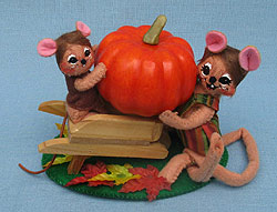 Annalee 5" and 3" Pumpkin Patch Mice - Mint - 350510