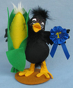 Annalee 7" County Fair Crow with Corn & Blue Ribbon 2014 - Mint - 351614