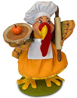 Annalee 7" Turkey Chef with Pie & Rolling Pin 2019 - Mint - 361719