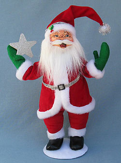 Annalee 15" Silver Sparkle Santa with Star 2013 - Mint - 401513